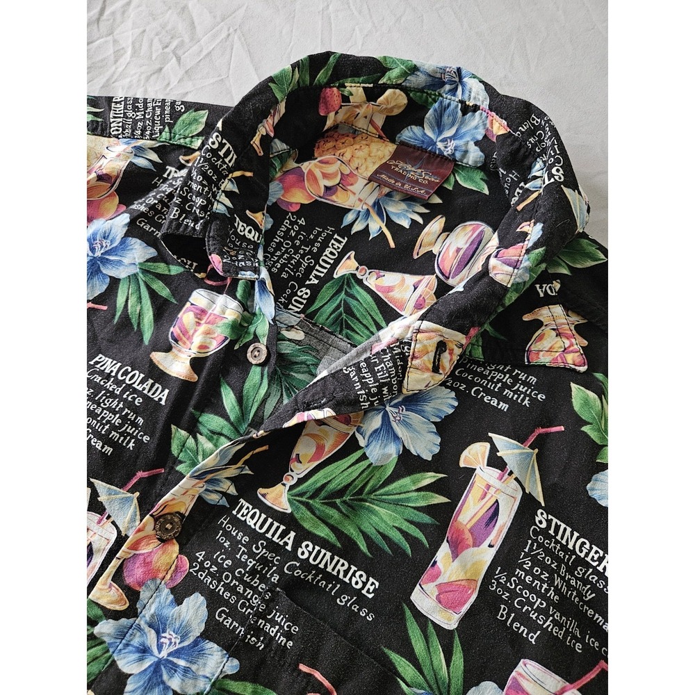 Vintage High Seas Trading CO Hawaiian Shirt Men's Size Large Tropical Drinks